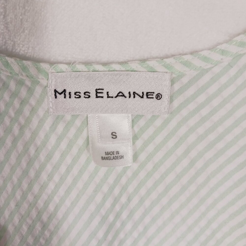 Miss Elaine, Small Sleeveless short Nightgown, Mint Green/White W/ Embroidery... - Picture 2 of 13